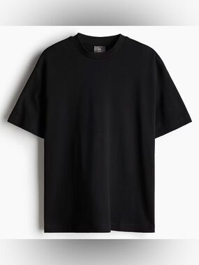 H&M LOT OF 3 BLACK LOOSE FIT CREEW NECK T-SHIRT MENS SHORT SLEEVE COTTON LARGE**